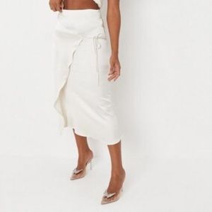 Cream Tie Side Midi Skirt NWOT